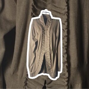 Elegant Tan Women's Ruffled Cardigan